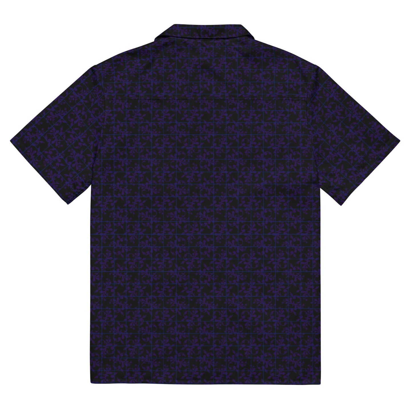 Juanky ARTS Victorian design black button shirt featuring a stylish pattern and short sleeves