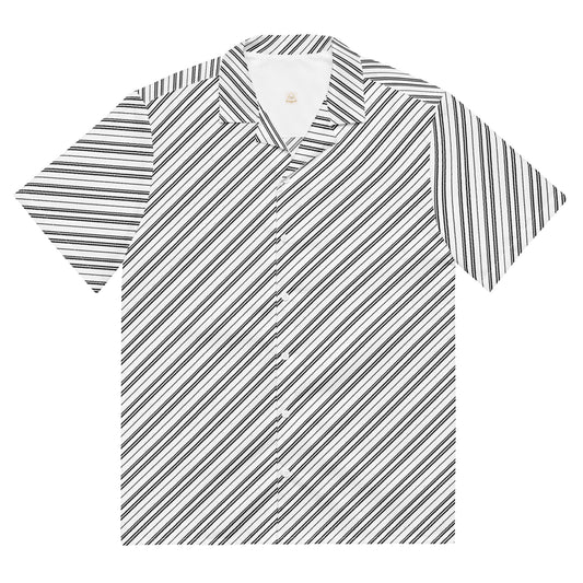 Juanky ARTS Black and White Diagonal Shirt featuring a stylish striped pattern