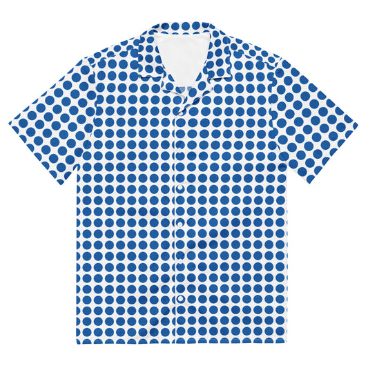 Juanky ARTS Blue Polka Dot Button Shirt with a bold polka dot pattern for a stylish look
