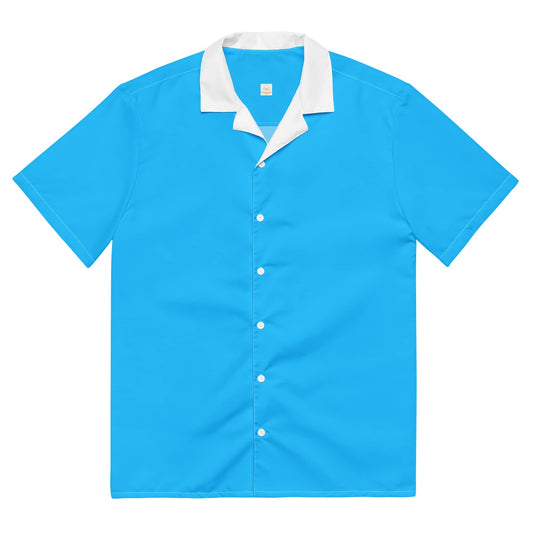 Juanky ARTS unisex light blue button shirt with a stylish white collar for versatile outfits